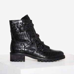 Schutz Croc Embossed Leather Boots